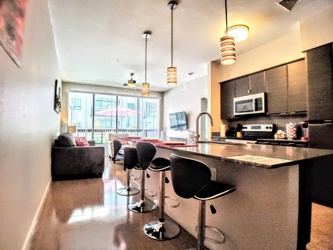 Move-in ready furnished living room for a crew on a long rotation