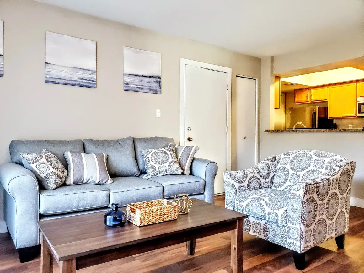 Open furnished living area with natural light